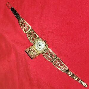 Vintage CHAIKA Women's Filigree Gold Plated Hidden Cocktail‎ Watch Soviet Union